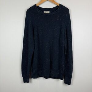 O'Hanlon Mills Sweater Men's Large Navy Speckled Chunky Knit  Long Sleeve Cozy